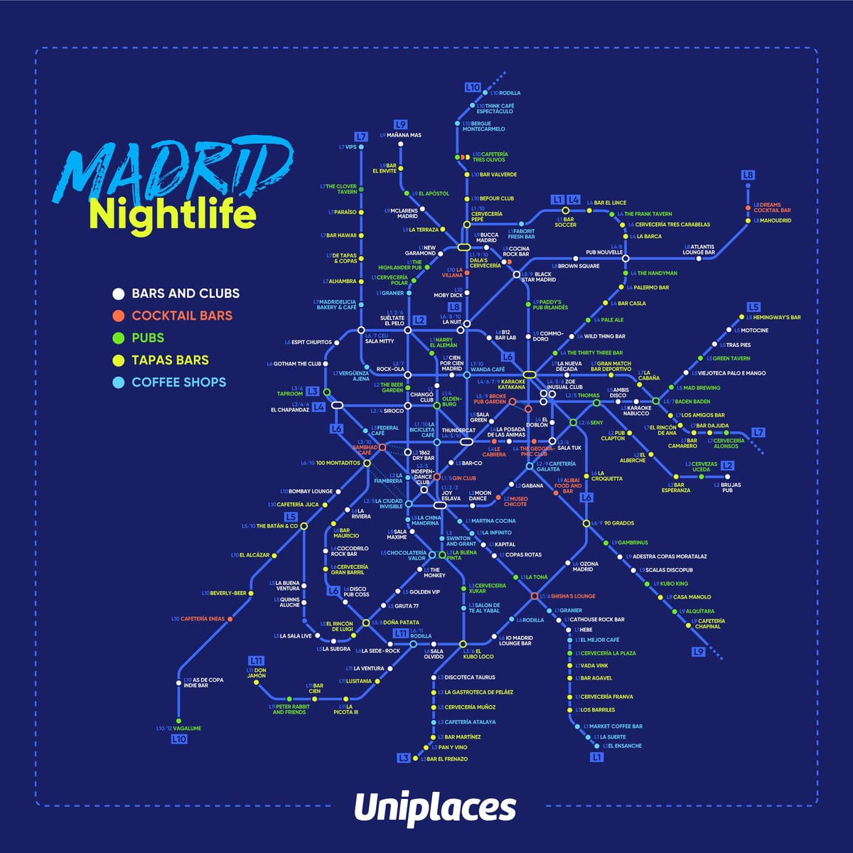 карта на Мадрид нощен живот