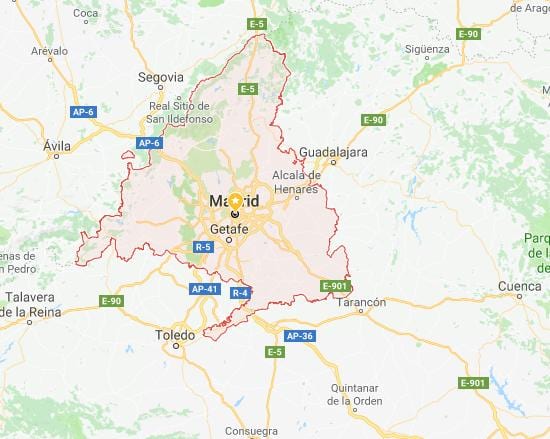 карта на Мадрид и от близките градове