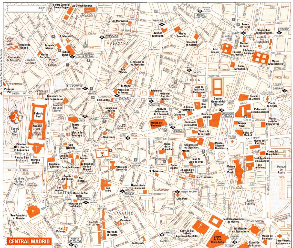 туристическа карта на центъра на Мадрид