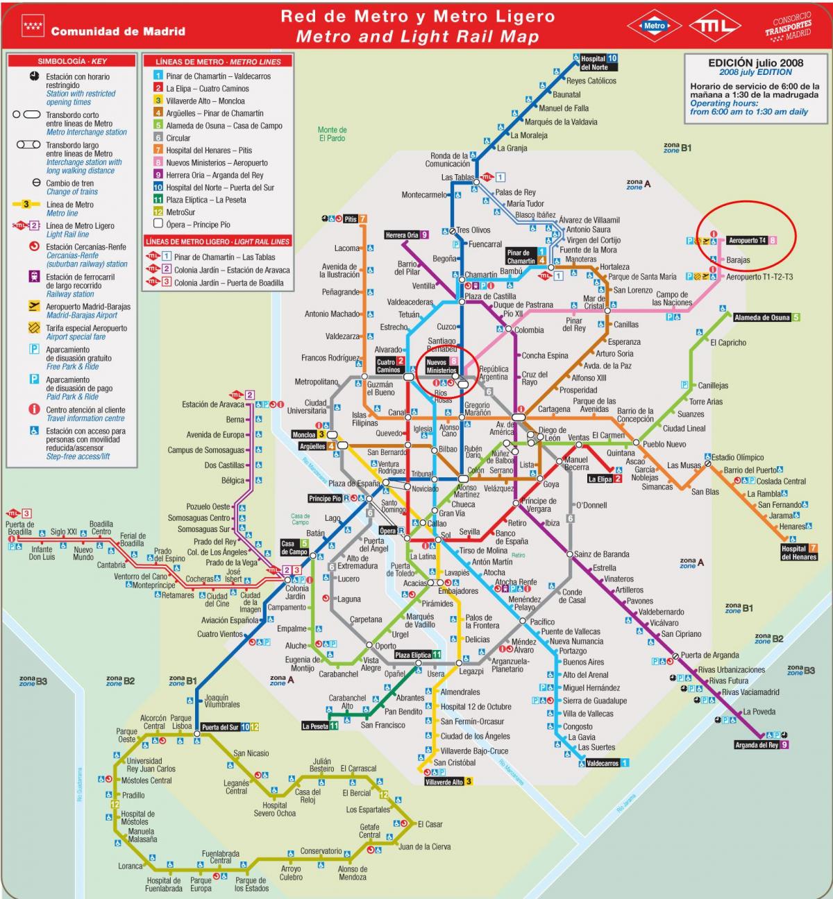 Летище Мадрид схема на метрото 