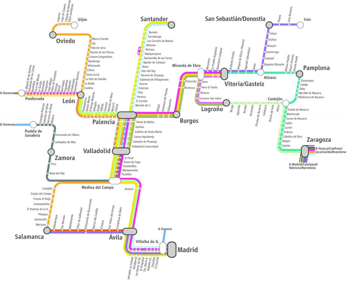 карта Ренфе влакове картата на Мадрид