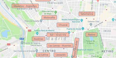Карта на Мадрид Испания квартали