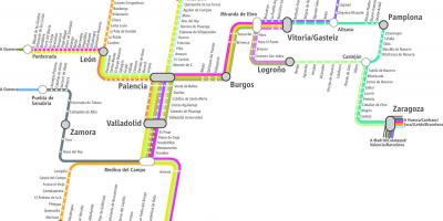 Карта Ренфе влакове картата на Мадрид
